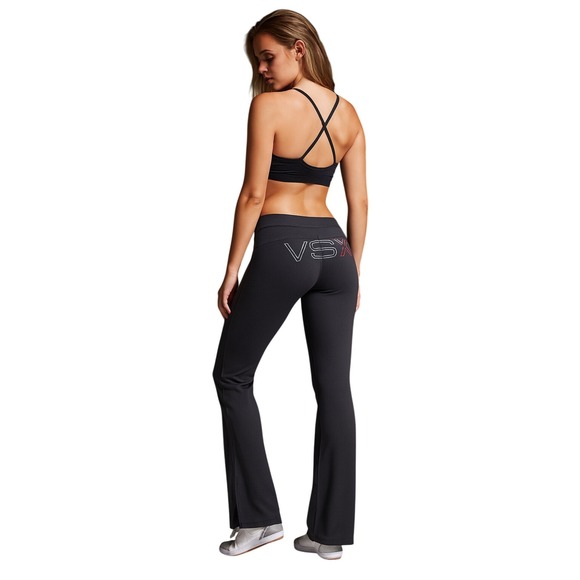 Victoria's Secret Pants - VICTORIAS SECRET VSX Y2K Grey Stretch Flare Pants Logo Booty Pull On M